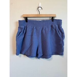 Three‎ dots Double Gauze Shorts Periwinkle with Pockets Size:XXL